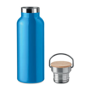 Thermos doppio strato 500 ml con coperchio in bamboo con manico - personalizzabile con logo