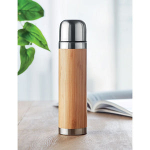 Thermos doppio strato bamboo beige - personalizzabile con logo