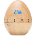 Timer a forma di uovo in legno beige - personalizzabile con logo