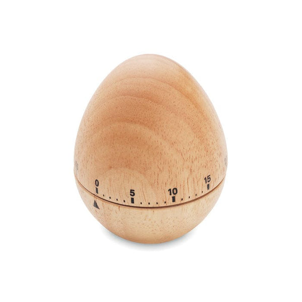 Timer a forma di uovo in legno beige - personalizzabile con logo