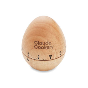 Timer a forma di uovo in legno beige - personalizzabile con logo