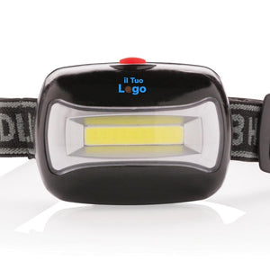 Torcia frontale COB nero - personalizzabile con logo