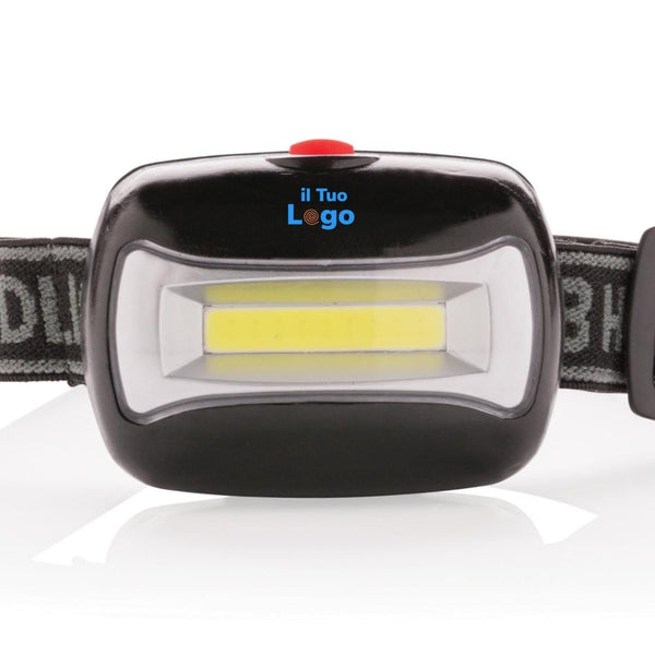 Torcia frontale COB nero - personalizzabile con logo