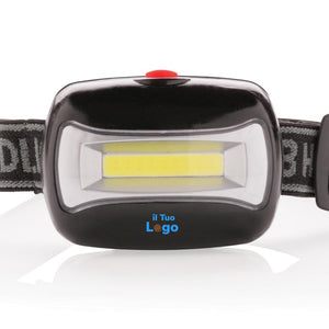 Torcia frontale COB nero - personalizzabile con logo