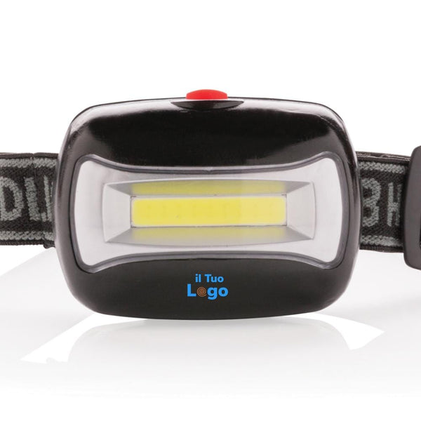 Torcia frontale COB nero - personalizzabile con logo