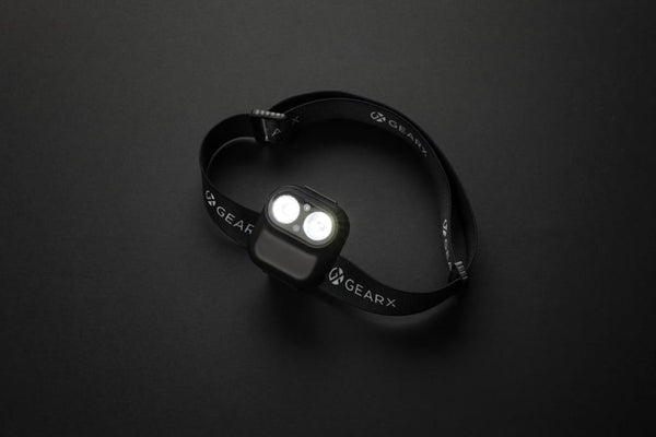 Torcia frontale Gear X rPlastica RCS e sensore di movimento nero - personalizzabile con logo