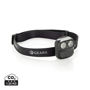 Torcia frontale Gear X rPlastica RCS e sensore di movimento nero - personalizzabile con logo