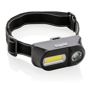 Torcia frontale LED e COB nero - personalizzabile con logo