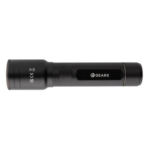 Torcia heavu duty ricaricabile USB Gear X in r-alluminio RCS nero - personalizzabile con logo