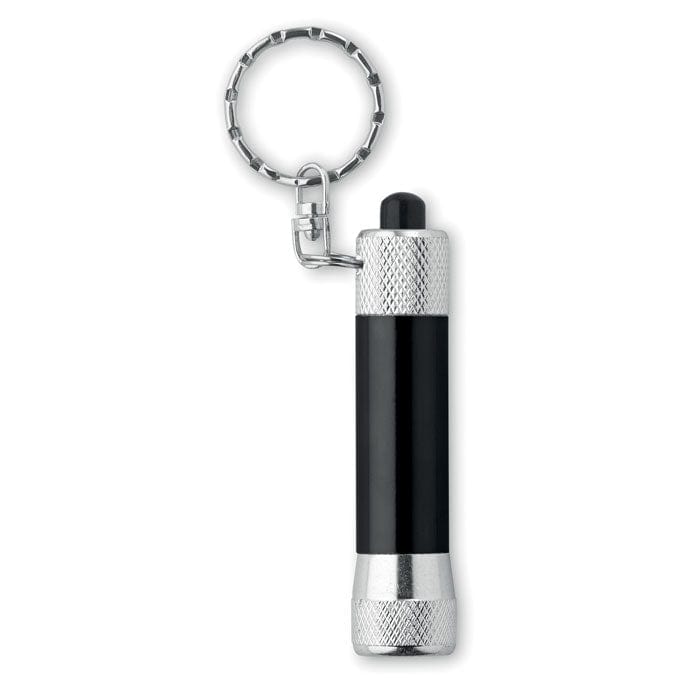 Torcia in alluminio portachiavi Nero - personalizzabile con logo