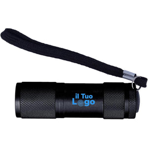Torcia LED confezione latta Nero - personalizzabile con logo
