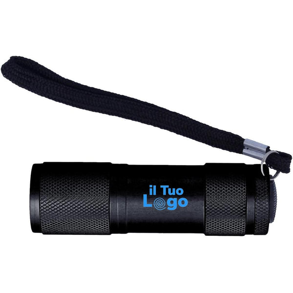 Torcia LED confezione latta Nero - personalizzabile con logo