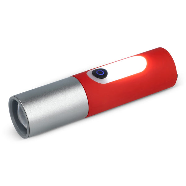 Torcia LED ricaricabile da 10W con funzione Zoom 300lm Rosso - personalizzabile con logo