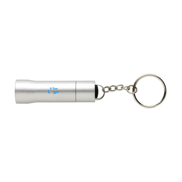 Torcia portachiavi Flash in alluminio riciclato RCS grigio - personalizzabile con logo