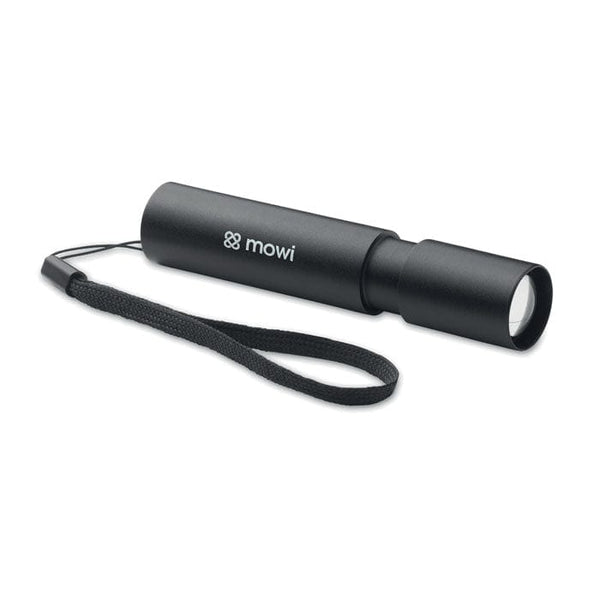Torcia ricaricabile in alluminio Nero - personalizzabile con logo