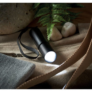 Torcia ricaricabile in alluminio Nero - personalizzabile con logo