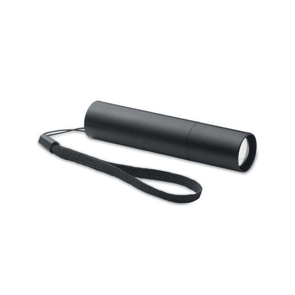 Torcia ricaricabile in alluminio Nero - personalizzabile con logo