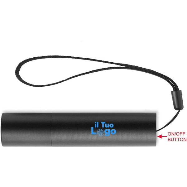 Torcia ricaricabile in alluminio Nero - personalizzabile con logo