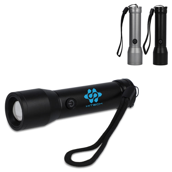 Torcia ricaricabile in alluminio riciclato IPX4 - personalizzabile con logo