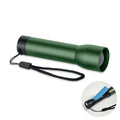 Torcia ricaricabile in alluminio riciclato verde - personalizzabile con logo