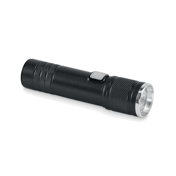Torcia ricaricabile. Luce COB Nero - personalizzabile con logo