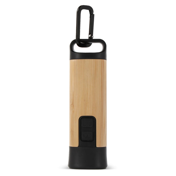 Torcia ricaricabile R-ABS & Bamboo Nero - personalizzabile con logo