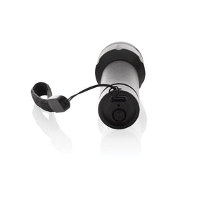 Torcia ricaricabile USB Flara in rPlastica RCS nero - personalizzabile con logo