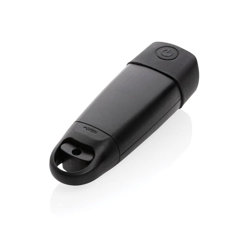 Torcia USB leggera in Plastica RCS con manovella nero - personalizzabile con logo