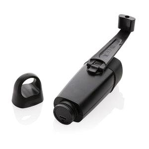 Torcia USB leggera in Plastica RCS con manovella nero - personalizzabile con logo