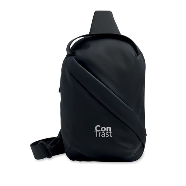 Tracolla in morbido PU Nero - personalizzabile con logo