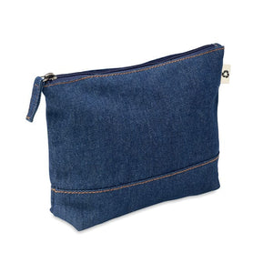 Trousse in denim riciclato blu - personalizzabile con logo