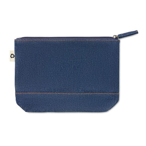 Trousse in denim riciclato blu - personalizzabile con logo