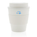 Tazza da caffè riutilizzabile con tappo a vite 350ml bianco - personalizzabile con logo