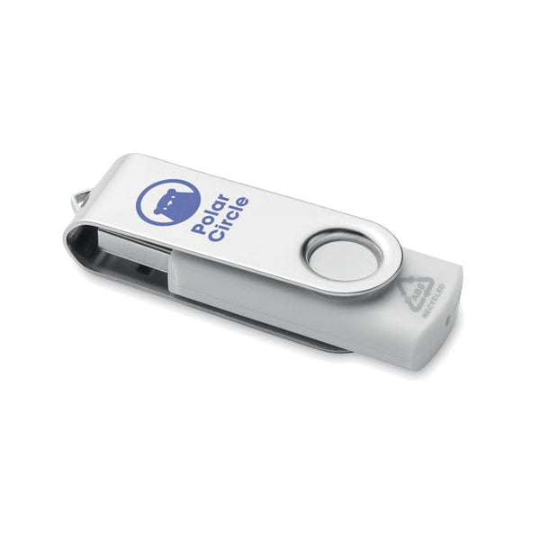 USB 16G in ABS riciclato Bianco - personalizzabile con logo