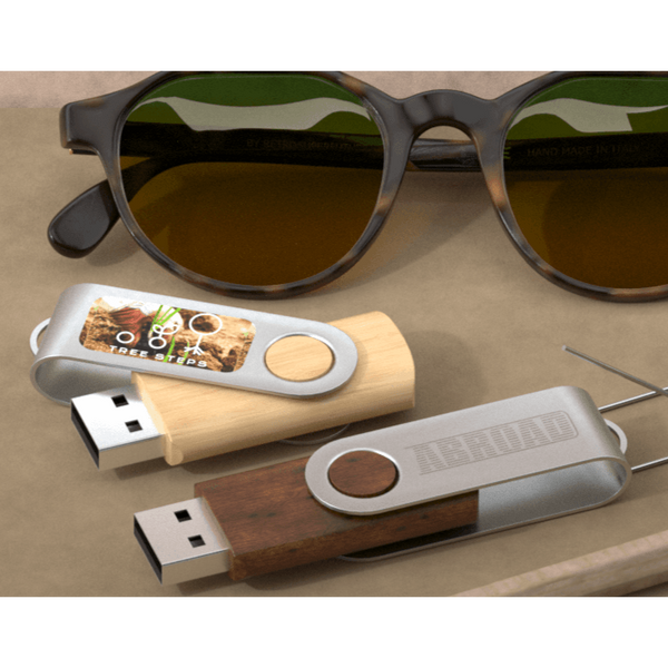 USB in legno e metallo Wood - personalizzabile con logo