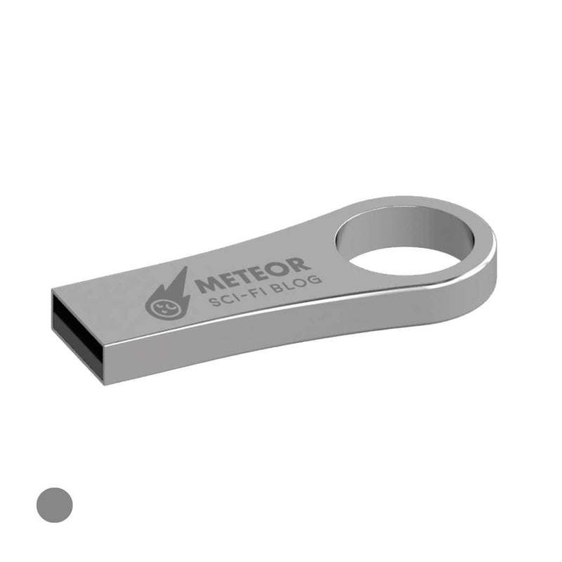 USB in metallo con apertura a cerchio - personalizzabile con logo