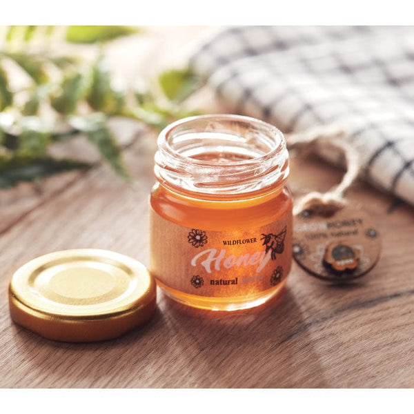 Vasetto di miele millefiori 50 beige - personalizzabile con logo