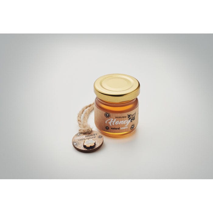 Vasetto di miele millefiori 50 beige - personalizzabile con logo