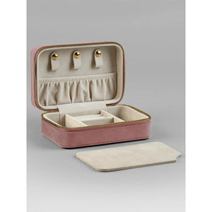 Velvet Travel Jewellery Box rosa - personalizzabile con logo