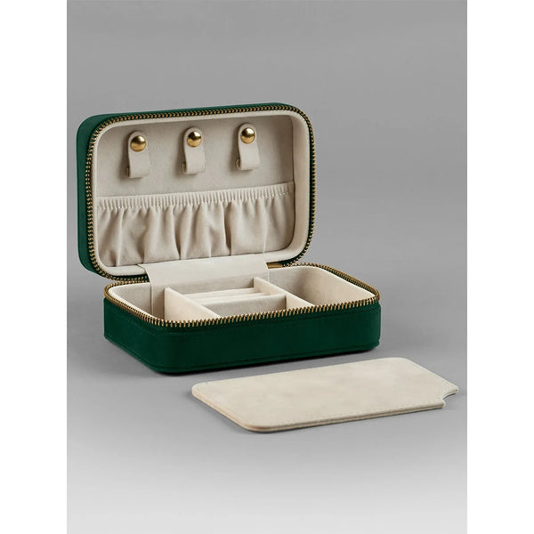 Velvet Travel Jewellery Box verde - personalizzabile con logo