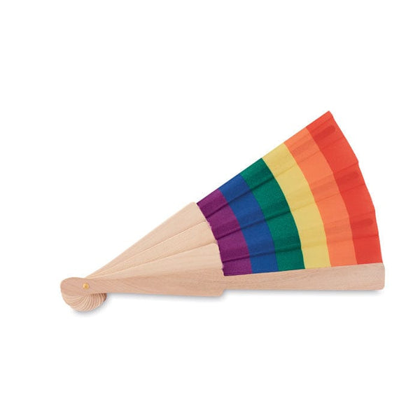 Ventaglio in legno arcobaleno arcobaleno - personalizzabile con logo