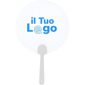 Ventaglio rotondo in plastica Bianco - personalizzabile con logo