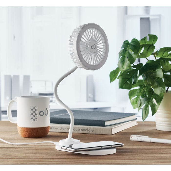 Ventilatore da tavolo con luce bianco - personalizzabile con logo