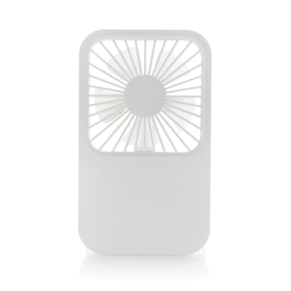 Ventilatore ricaricabile da tavolo Aervina uin rPlastica RCS bianco - personalizzabile con logo