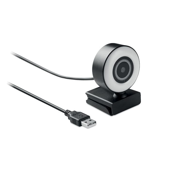 Webcam HD1080P e luce ad anello Nero - personalizzabile con logo