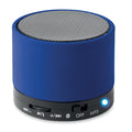 Speaker wireless rotondo in ABS con finitura gommata e LED royal - personalizzabile con logo