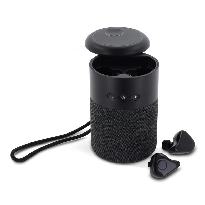 Wireless speaker William with TWS earbuds Nero - personalizzabile con logo