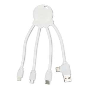 Xoopar Eco Octopus Cavo di ricarica Ocean Bound Plastic Bianco - personalizzabile con logo