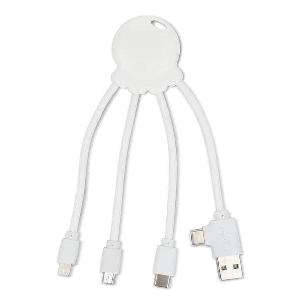 Xoopar Eco Octopus Cavo di ricarica Ocean Bound Plastic Bianco - personalizzabile con logo