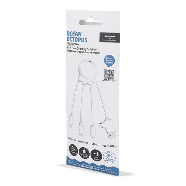 Xoopar Eco Octopus Cavo di ricarica Ocean Bound Plastic - personalizzabile con logo